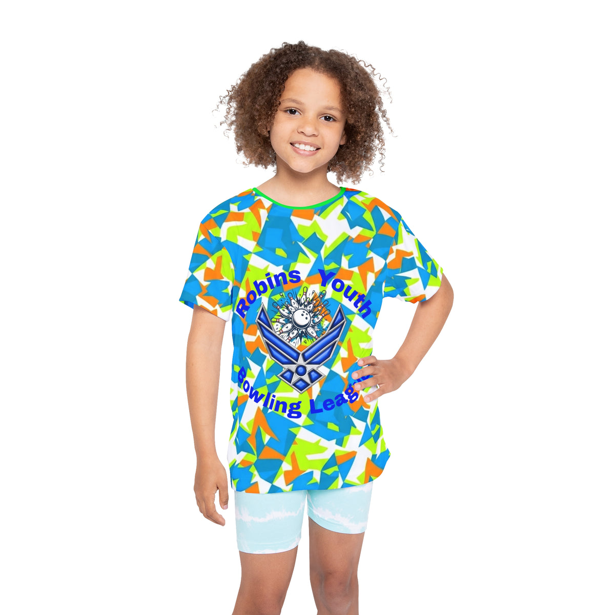 Robins Youth Bowling League Kids Jersey - Highlighter colors