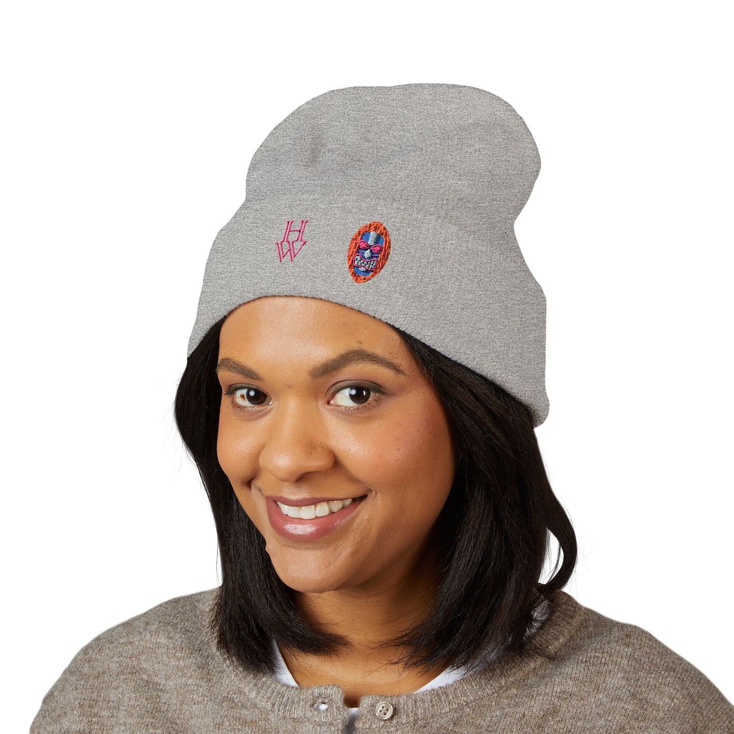 HW Embroidered Cuffed Beanie - Highlighter Wednesday