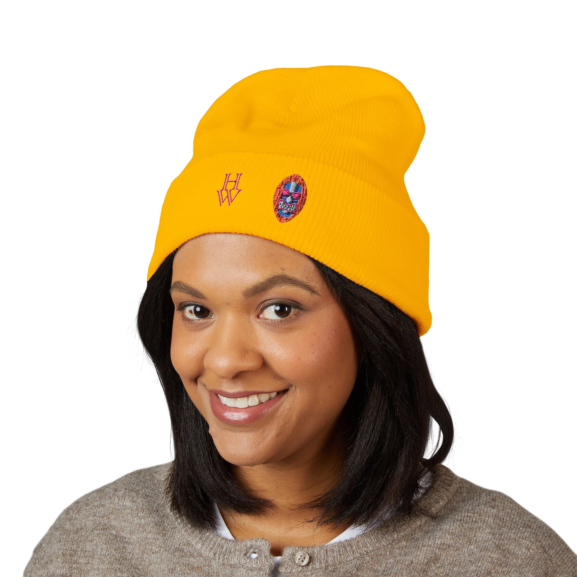 HW Embroidered Cuffed Beanie - Highlighter Wednesday