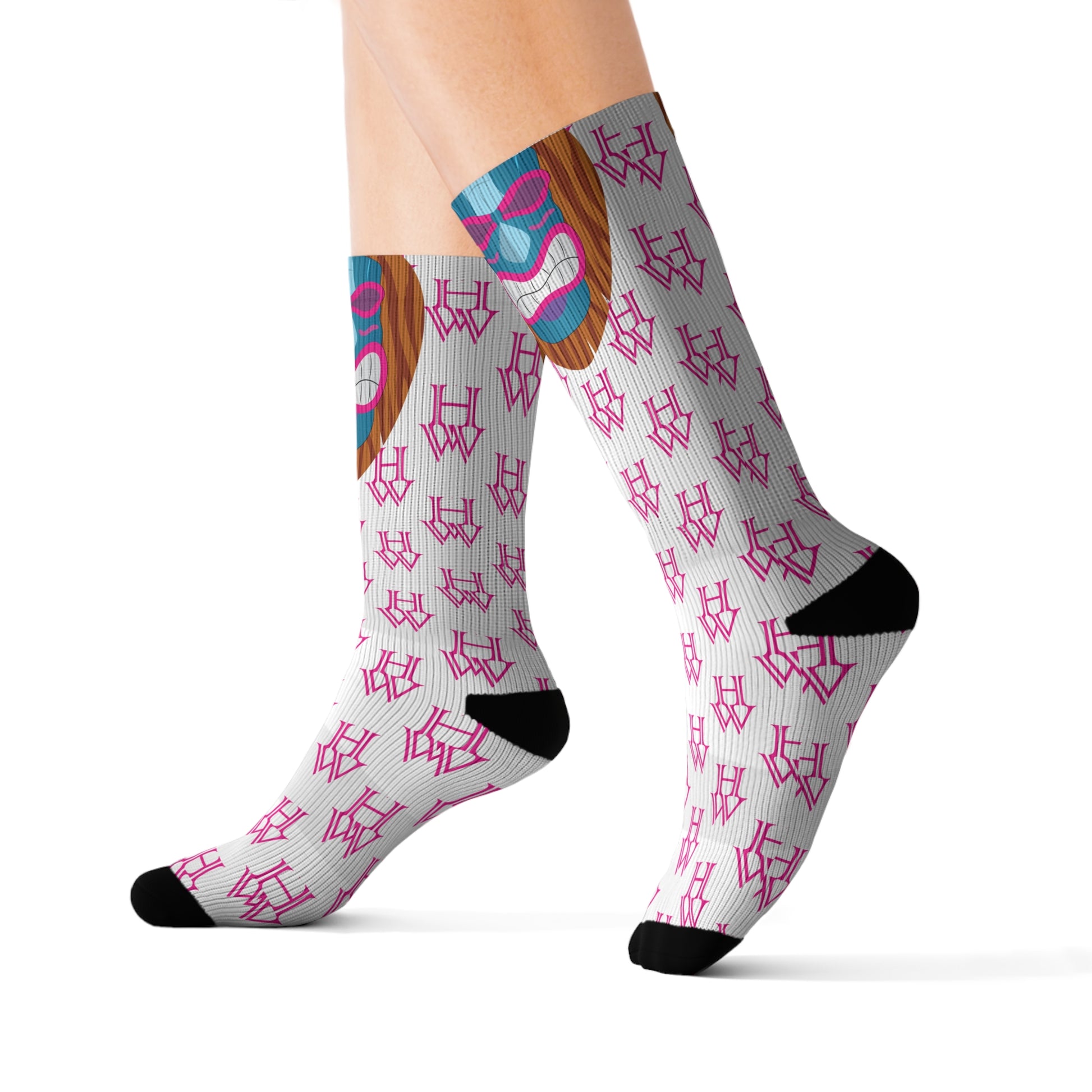 HW Unisex Printed Crew Socks - Highlighter Wednesday