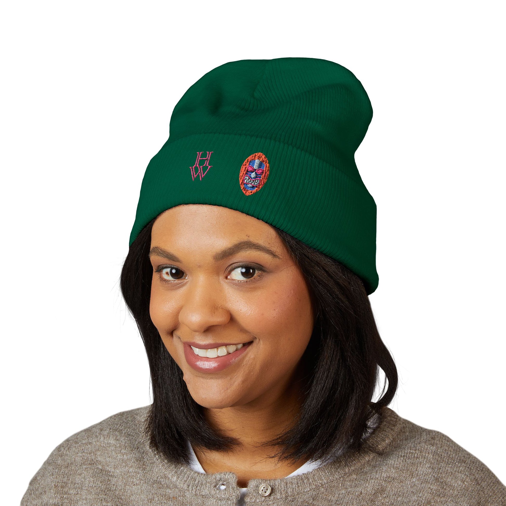HW Embroidered Cuffed Beanie - Highlighter Wednesday