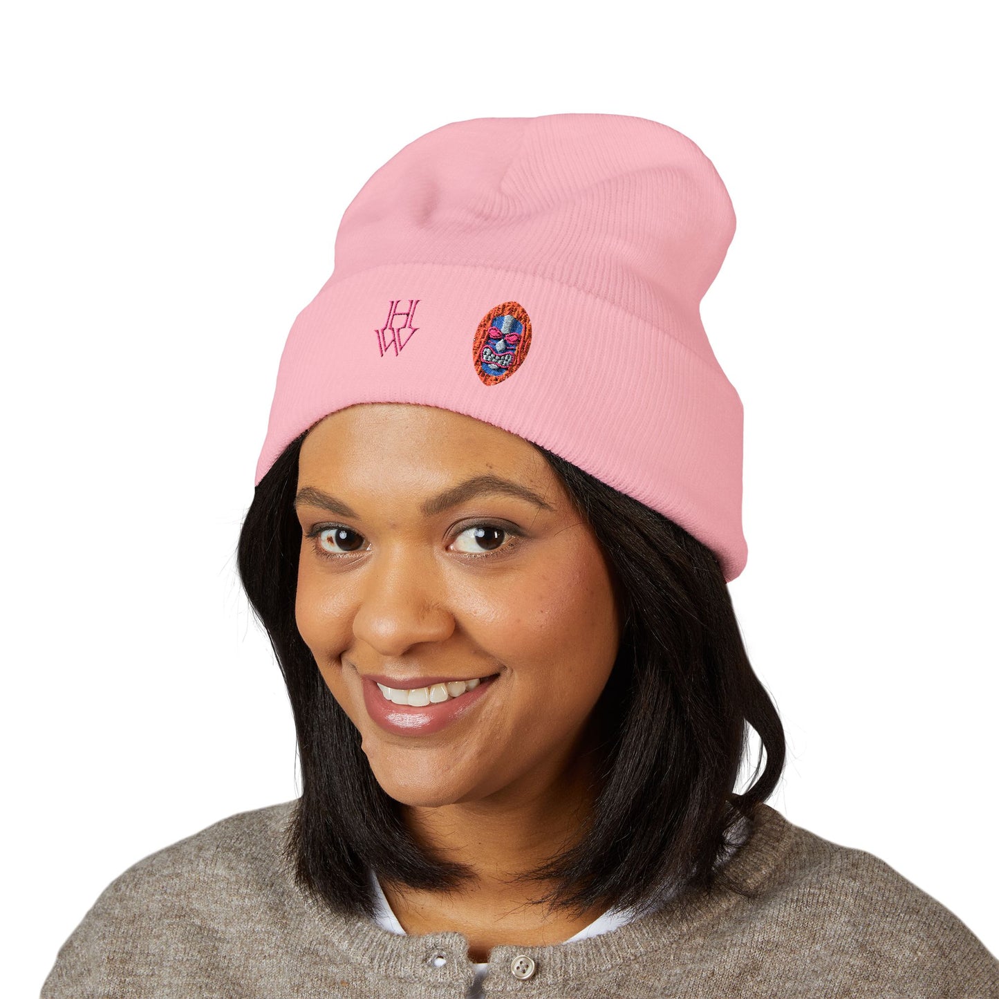 HW Embroidered Cuffed Beanie - Highlighter Wednesday