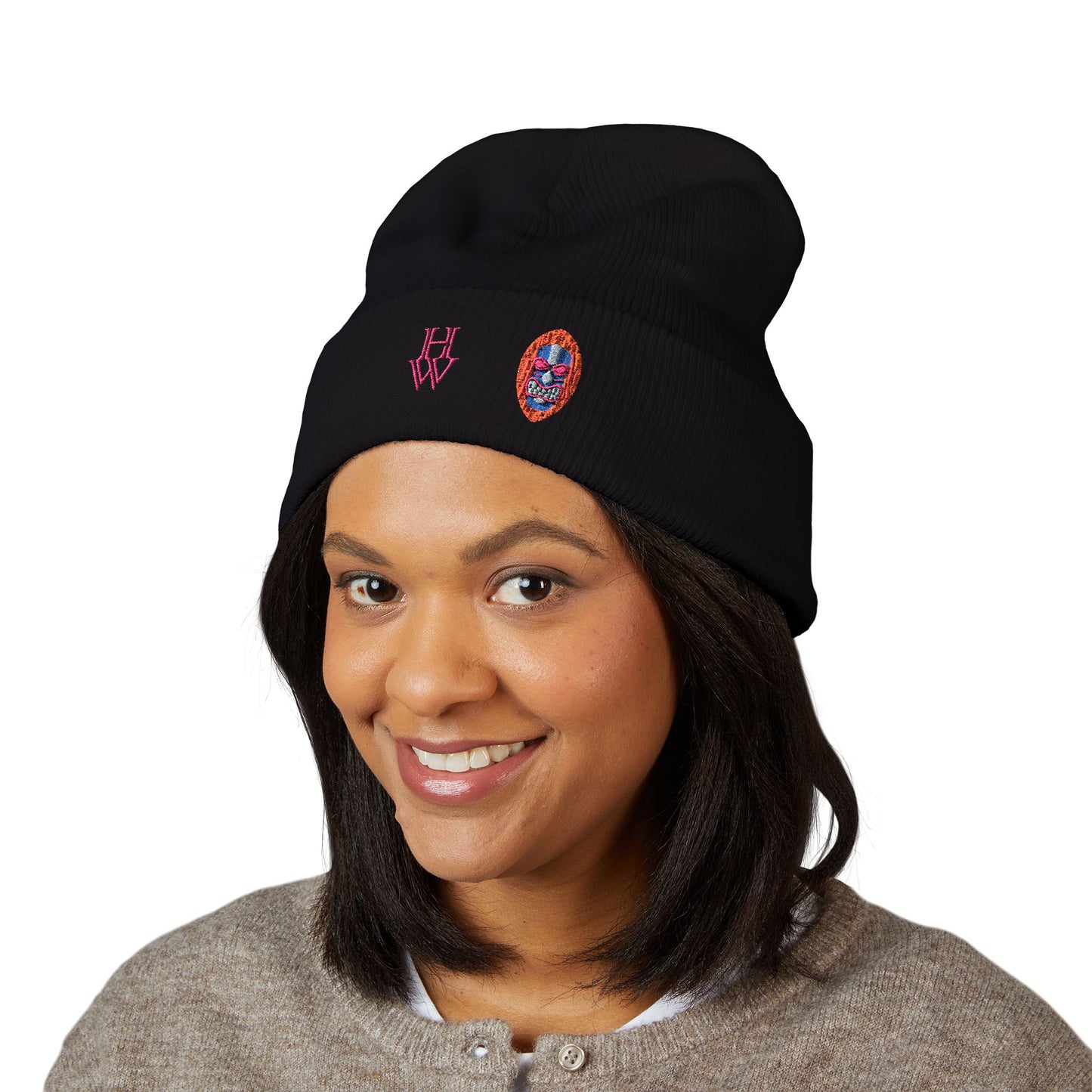 HW Embroidered Cuffed Beanie - Highlighter Wednesday