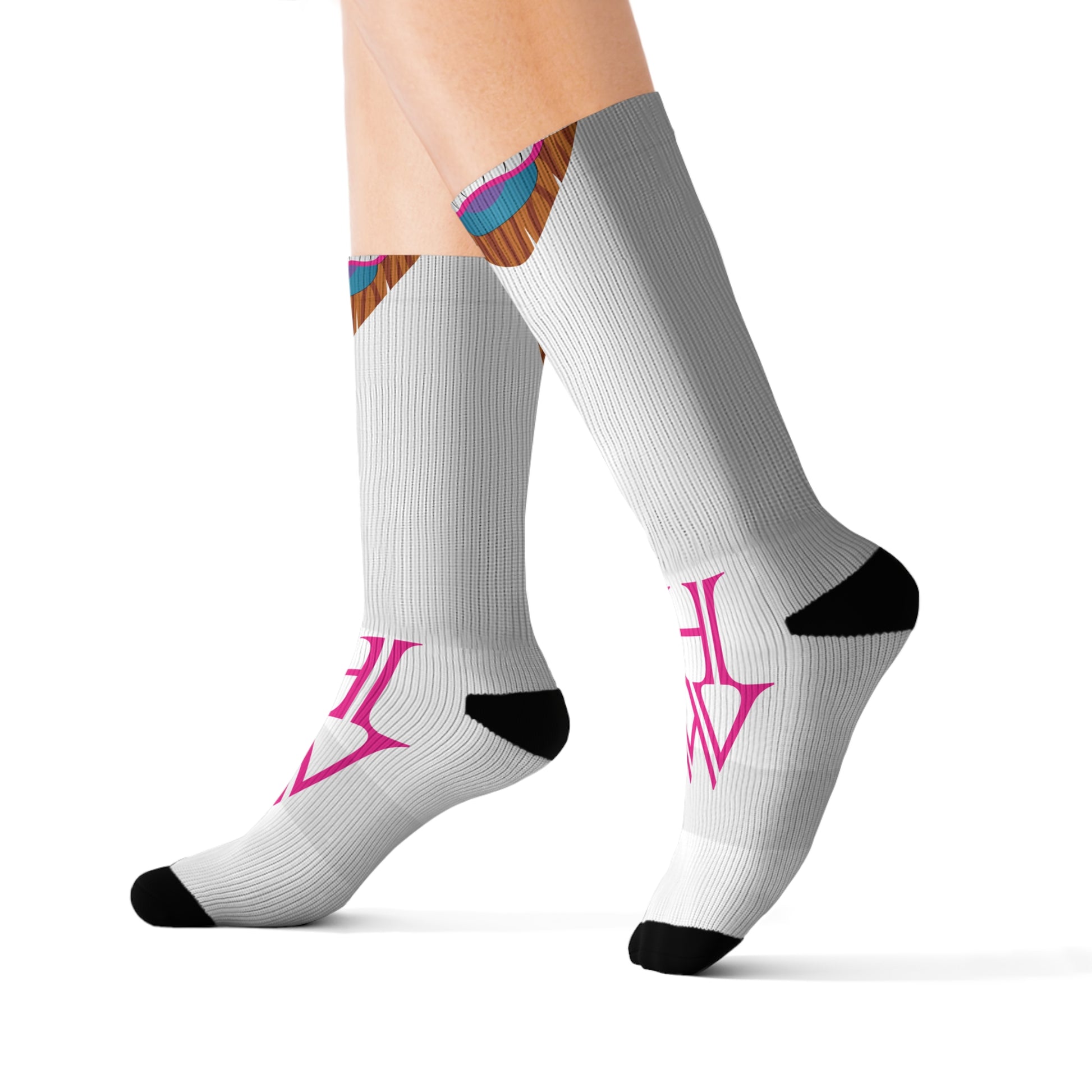 HW Unisex Printed Crew Socks - Highlighter Wednesday