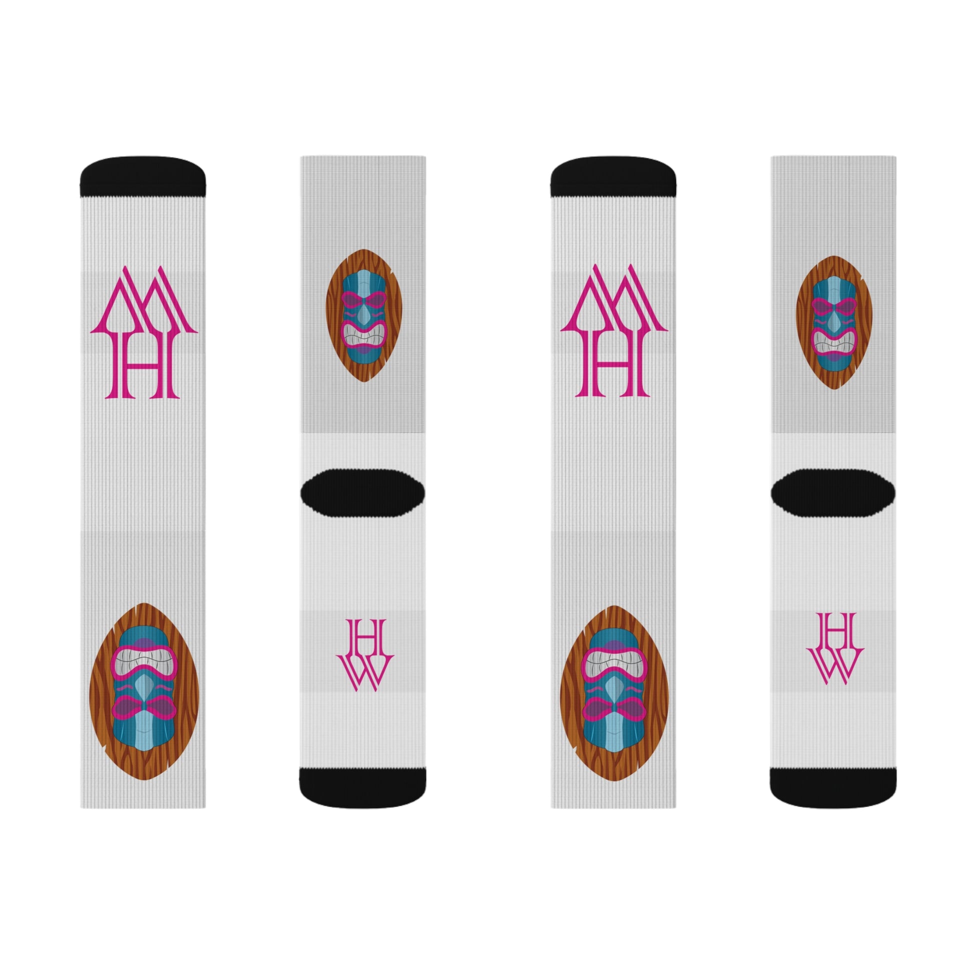 HW Unisex Printed Crew Socks - Highlighter Wednesday