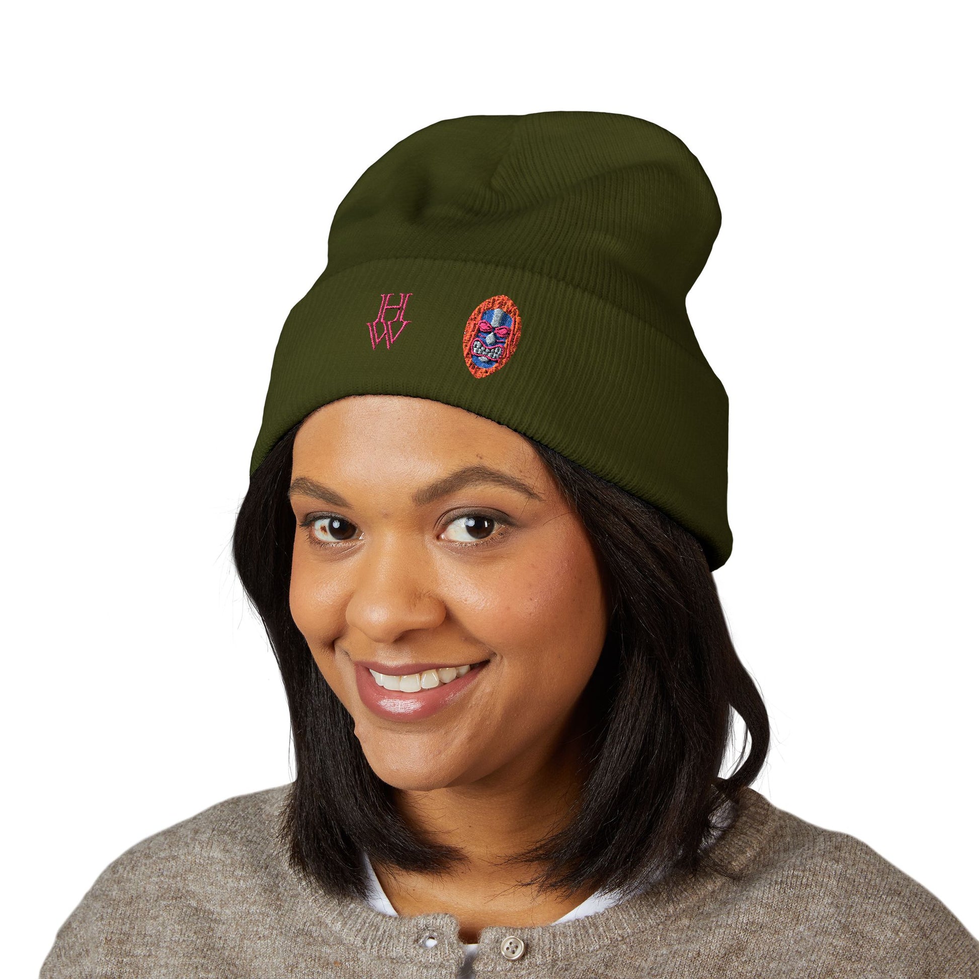 HW Embroidered Cuffed Beanie - Highlighter Wednesday