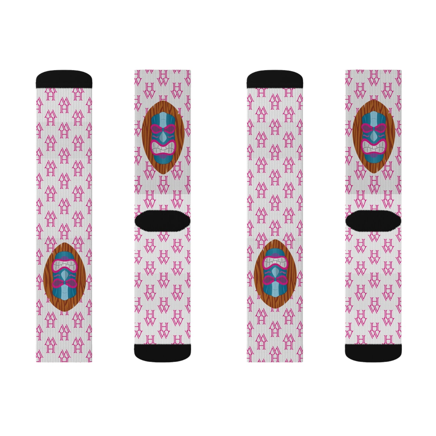 HW Unisex Printed Crew Socks - Highlighter Wednesday