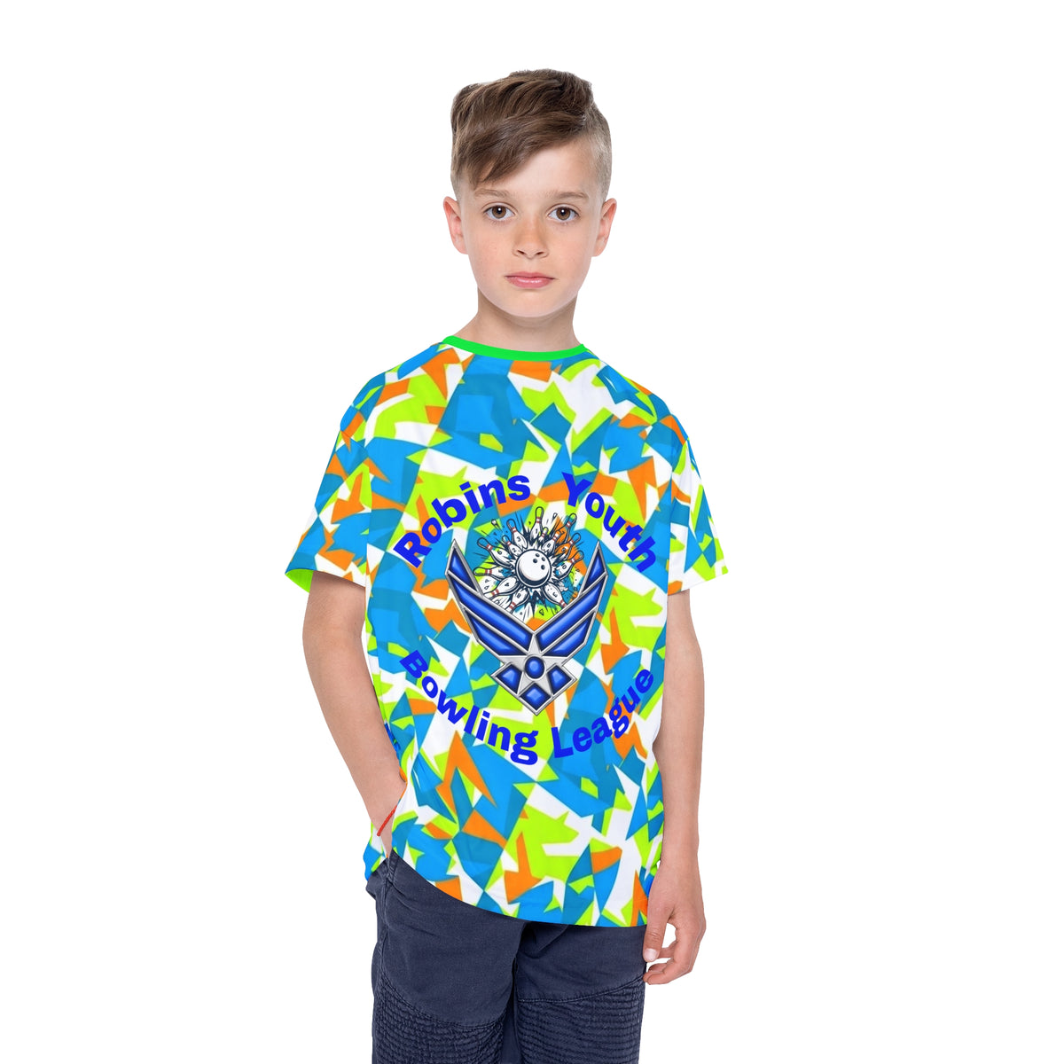 Robins Youth Bowling League Kids Jersey - Highlighter colors