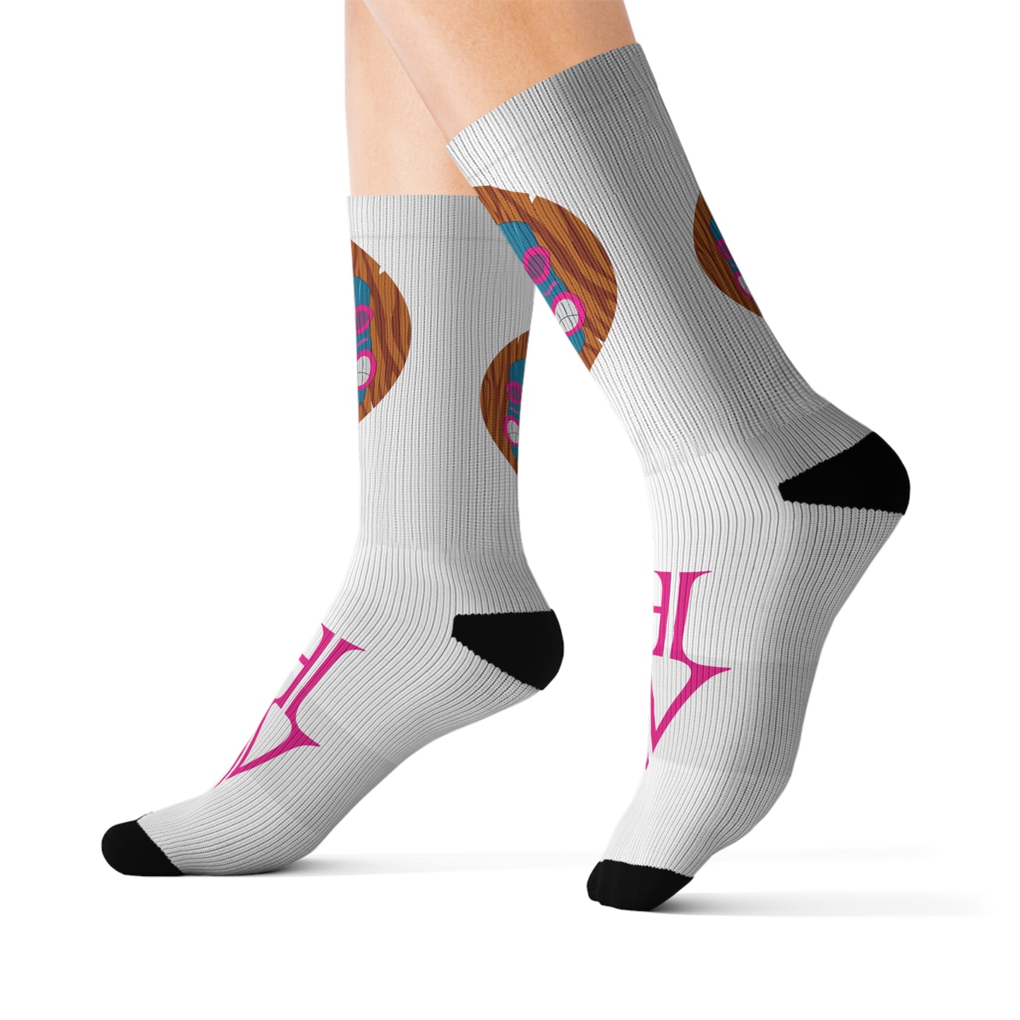 HW Unisex Printed Crew Socks - Highlighter Wednesday