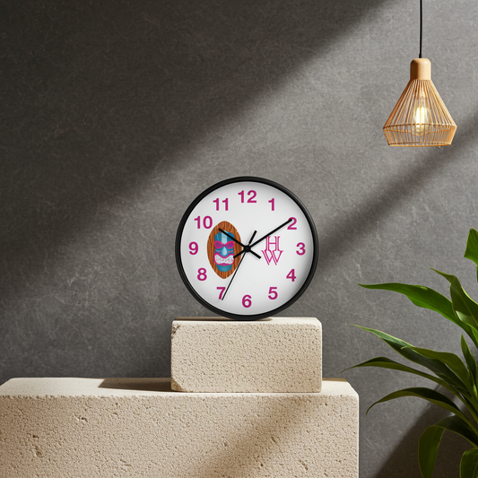 HW 10" Wooden Frame Wall Clock - Highlighter Wednesday