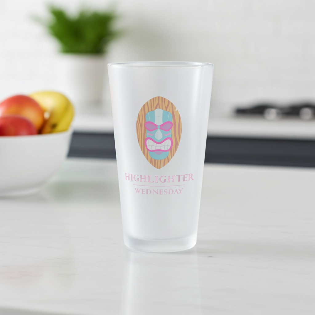 HW Frosted Classic Pint Glass - Highlighter Wednesday